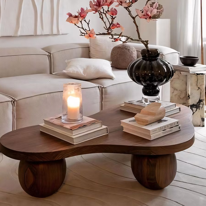 Garrow Walnut Coffee Table – 39" Organic Curved Wood Table