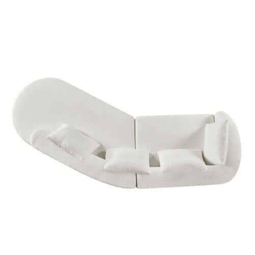 Modern Low Profile Modular Curved Foam Sofa 116' (4 Colors) in white, featuring a sleek and contemporary curved design.