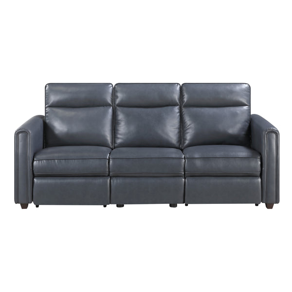 Ardley Navy Faux Leather Power Reclining Sofa Set