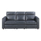 Ardley power reclining sofa, loveseat and chair set in navy faux leather