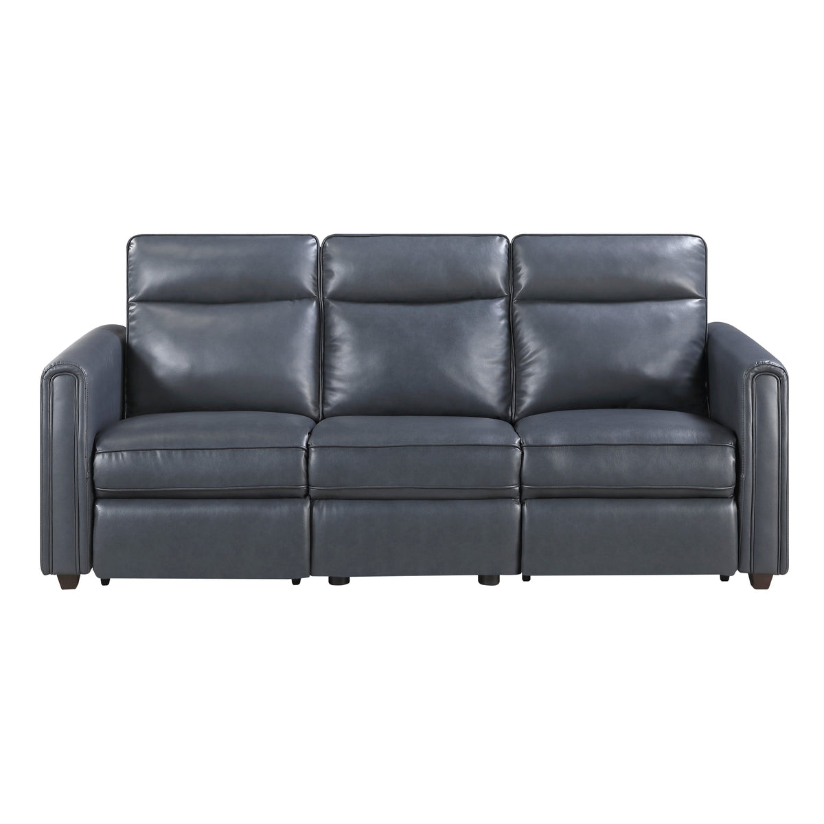 Ardley power reclining sofa, loveseat and chair set in navy faux leather