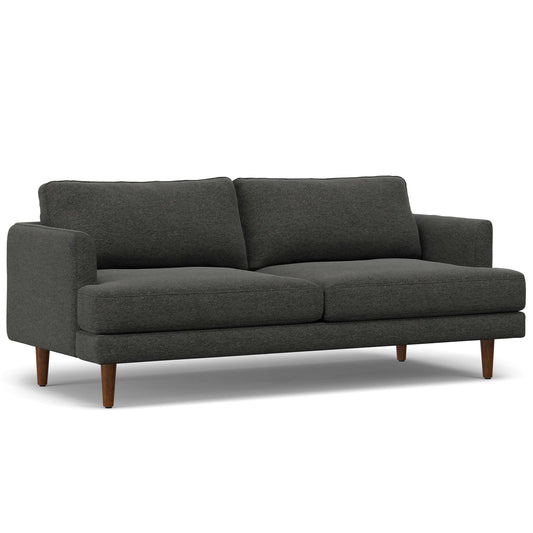 Livingston MCM Styled Fabric Sofa Loveseat, Charcoal Gray 76" - Revel Sofa 