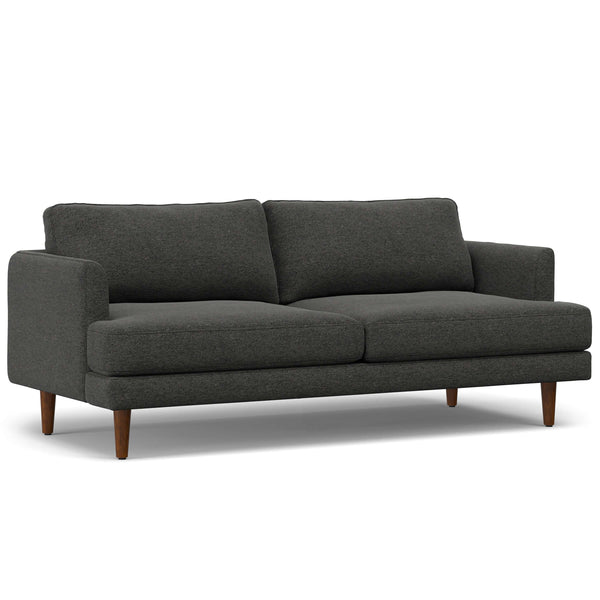 Livingston MCM Styled Fabric Sofa Loveseat, Charcoal Gray 76 - Revel Sofa 
