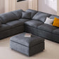 Modern Low Profile Modular U-Shaped Sectional Sofa with Ottoman in Gray or Beige 129" - Revel Sofa 