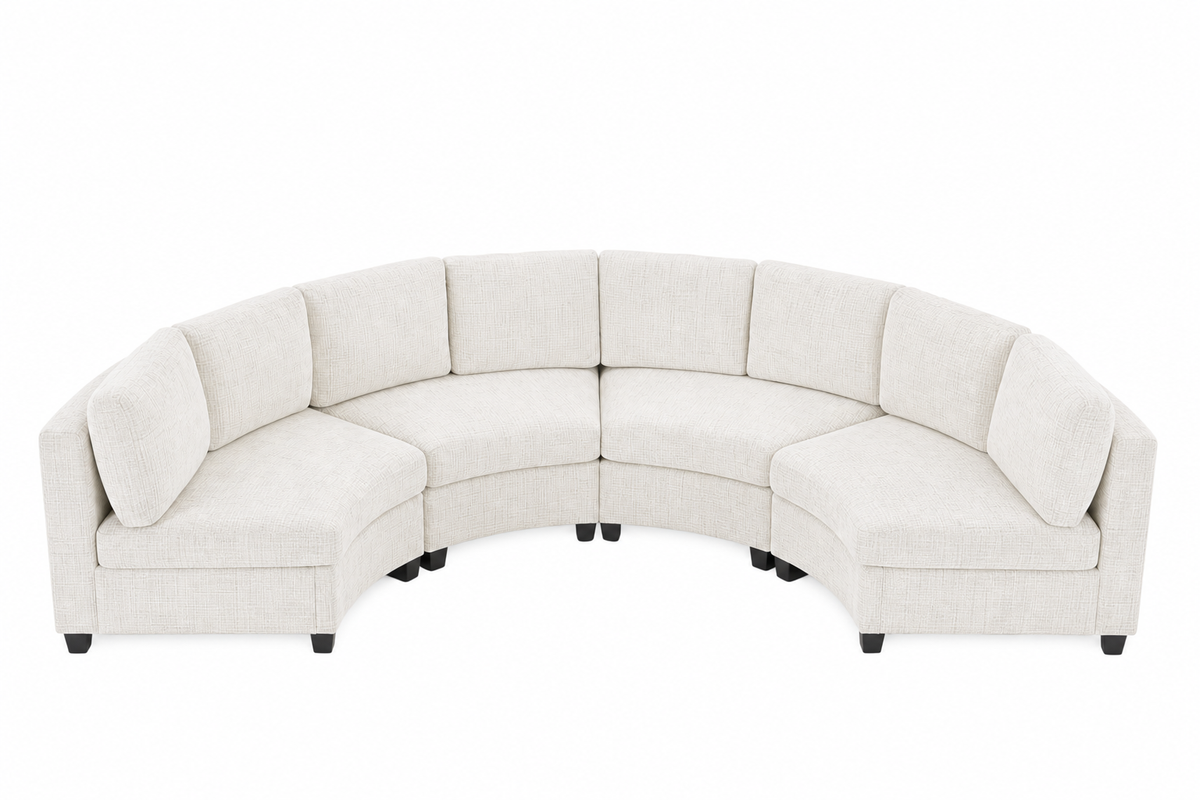 Rosalind Chenille Curved Modular Sectional – 4-Seat Sofa - Beige (10)