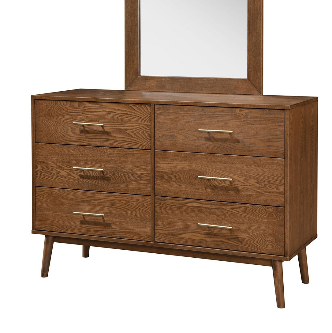 Holden Walnut Solid Wood Dresser – 47" 5-Drawer Mid-Century Dresser