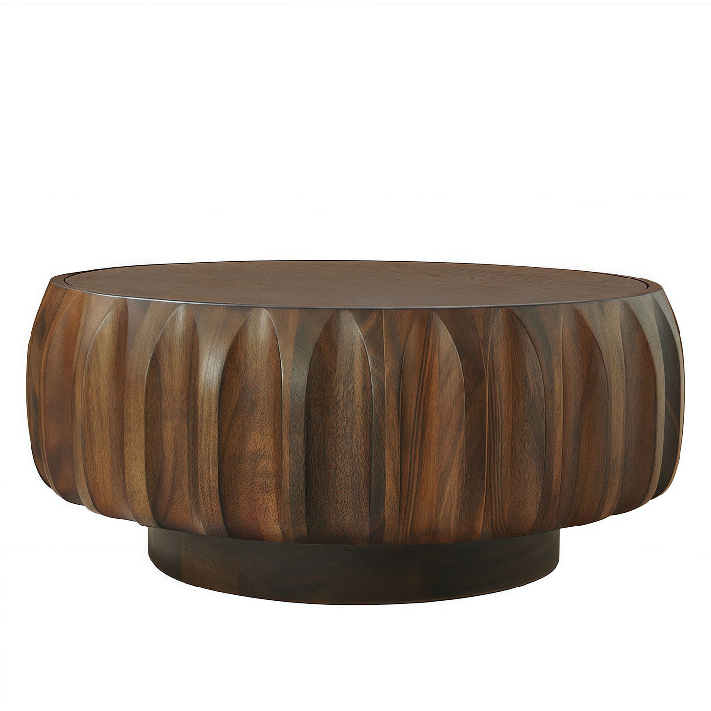 Xanthe Walnut Solid Wood & MDF Coffee Table – 31.5" Round Coffee Table