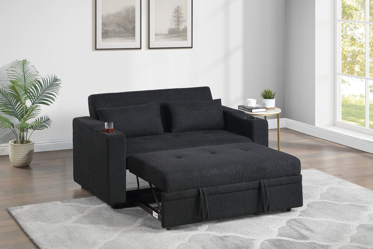 Easton Black Sherpa Sleeper Sofa
