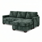 Damon L-Shaped Sectional Sofa – 120" Chaise Sectional in Fabric & Velvet - Velvet Antique Charcoal Green (10)