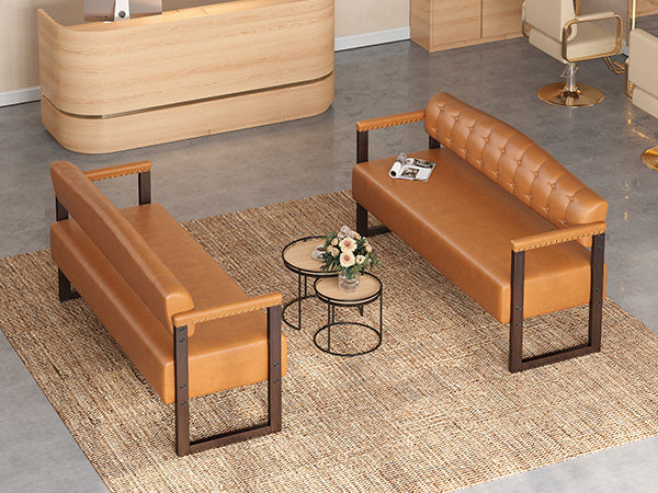 Ludlow Button-Tufted Faux Leather Bench Set