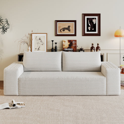 Modern Corduroy Deep Seat Loveseat Sofa – Comfy Couch (4 Colors and 3 Sizes)