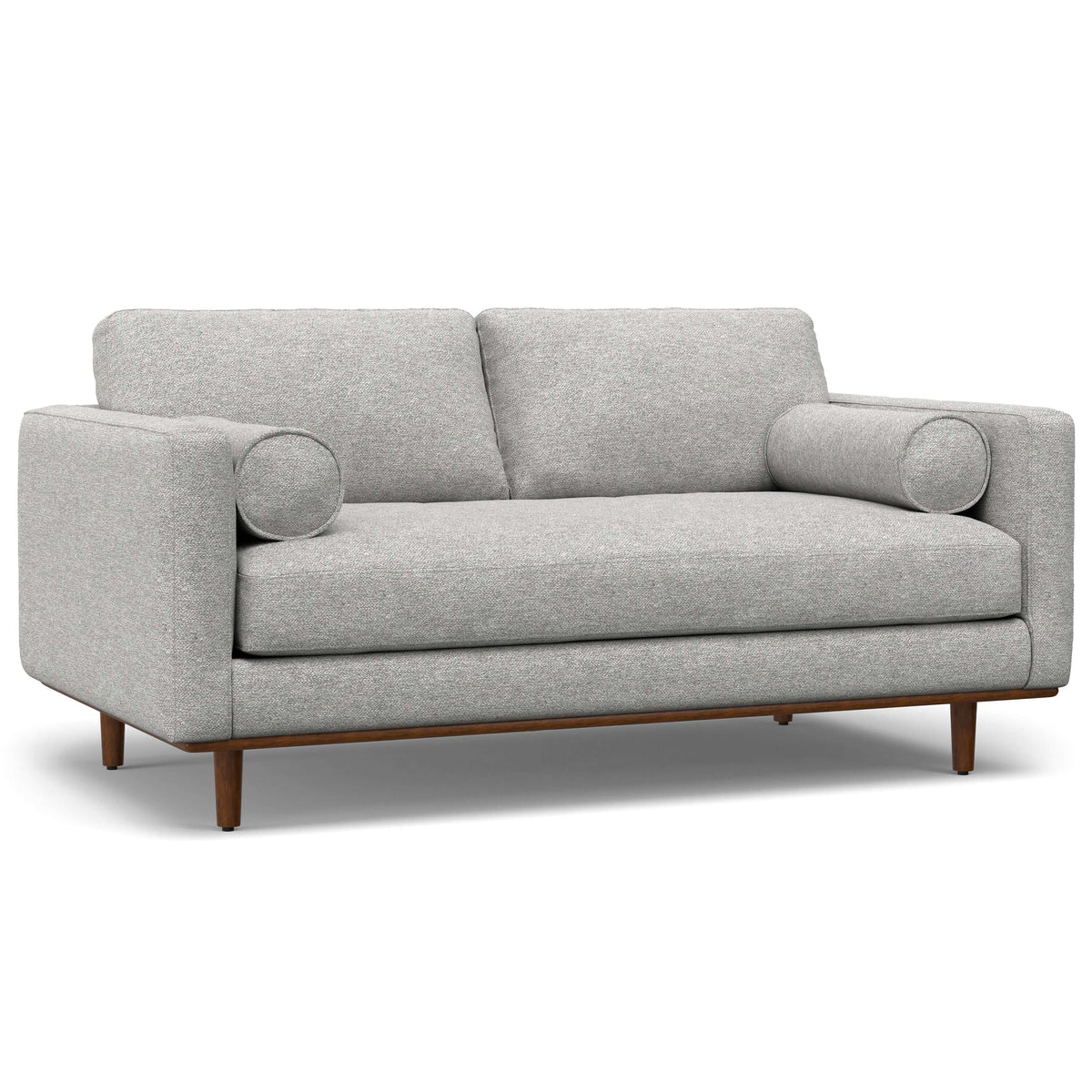 Morrison MCM Fabric Loveseat Sofa 72" – Modern Mid-Century Compact Loveseat (2 Colors) in light gray fabric.