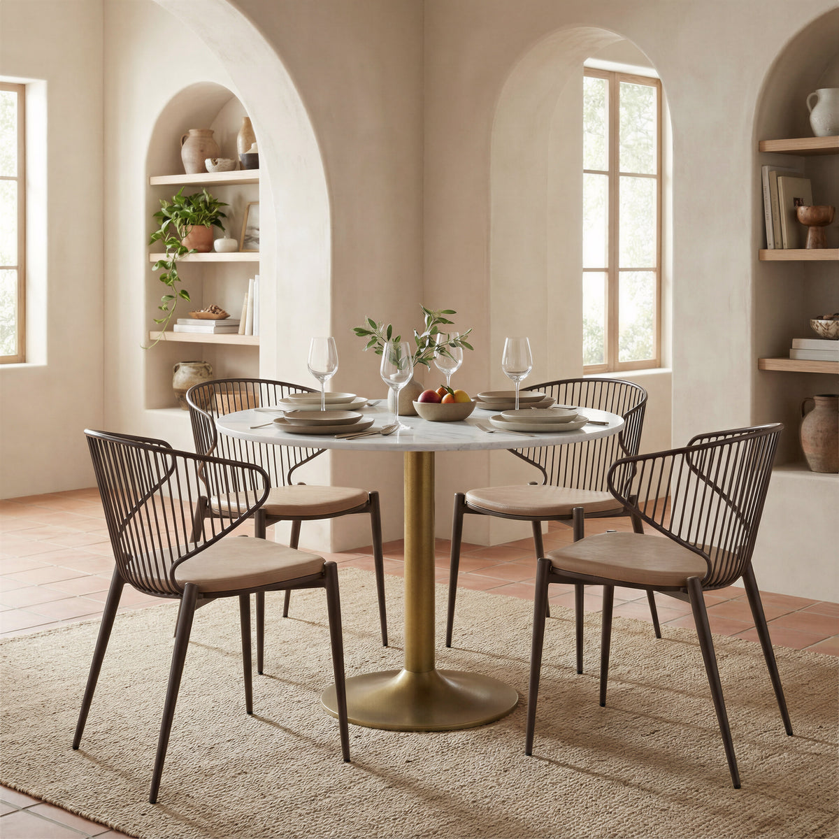 Fullerton White & Gold Dining Table