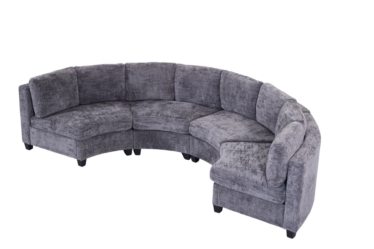 Rosalind Chenille Curved Modular Sectional – 4-Seat Sofa - Dark Gray (11)