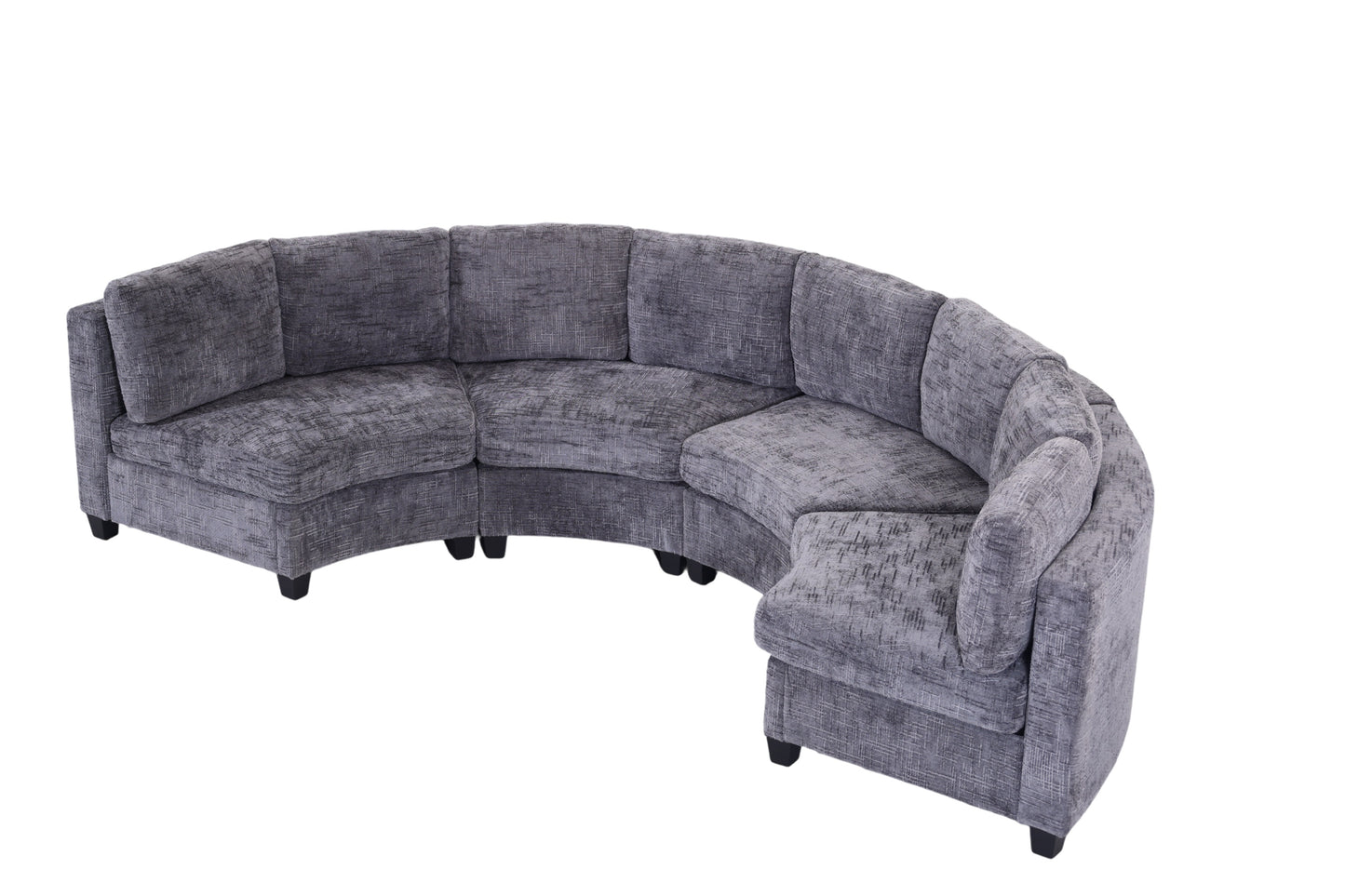 Rosalind Chenille Curved Modular Sectional – 4-Seat Sofa - Dark Gray (11)