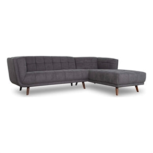 Tufted L-Shape Chaise Sofa Sectional 102.5” – Addison MCM Boucle or Linen Sectional (2 Colors) in gray