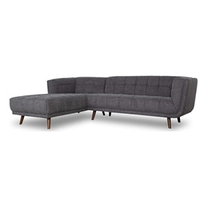 Tufted L-Shape Chaise Sofa Sectional 102.5” – Addison MCM Boucle or Linen Sectional (2 Colors) in gray upholstery