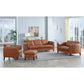 Maui MCM Top-Grain Leather Sofa 88' in brown, showcasing mid-century modern design and premium leather upholstery.