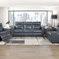 Haddon Navy Faux Leather Power Reclining Sofa
