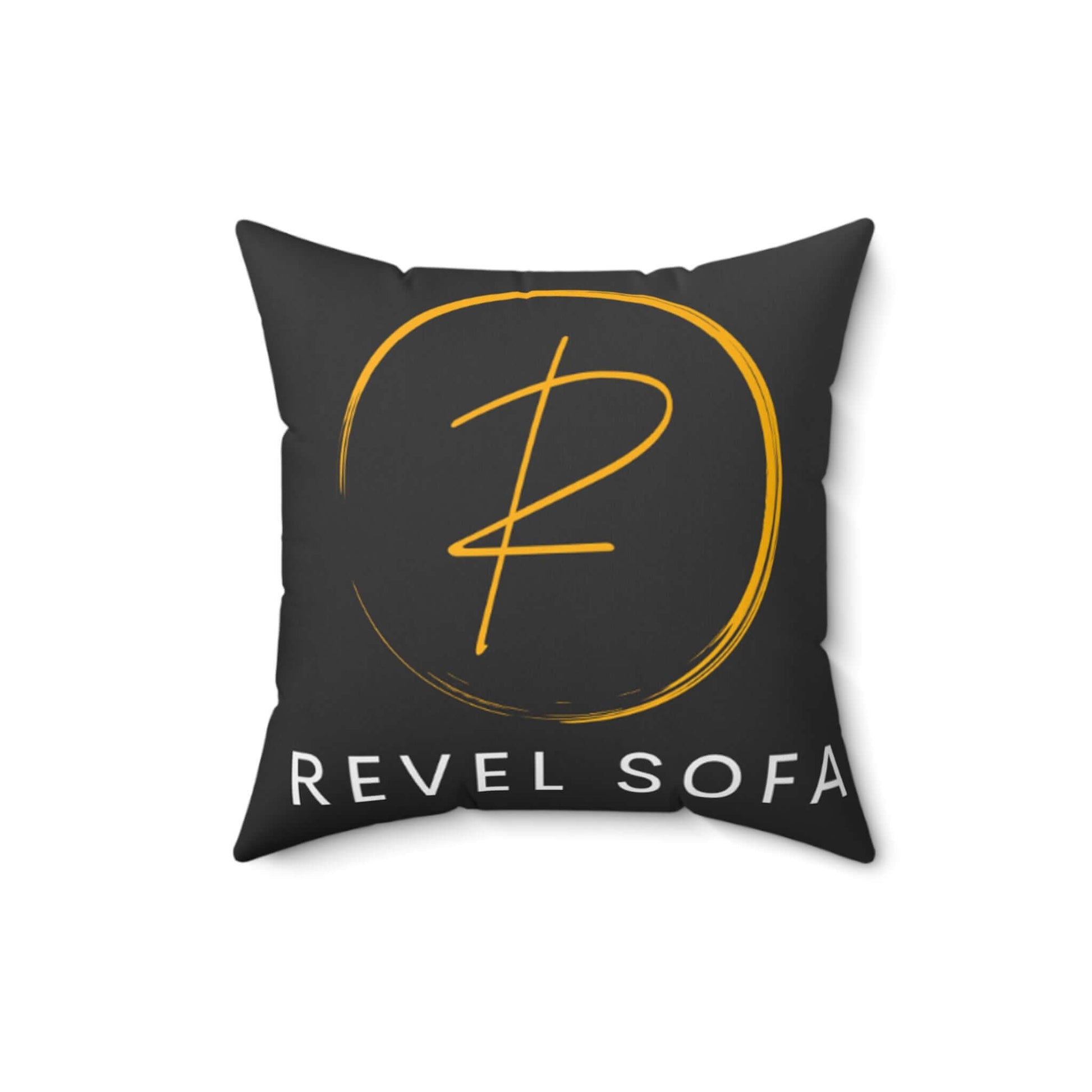 Spun Polyester Square Pillow Revel Logo In Black - Revel Sofa 