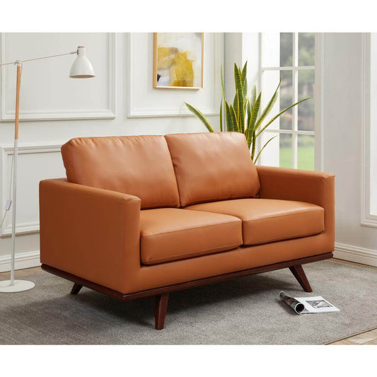 Chester MCM Faux Leather Loveseat Sofa 58"