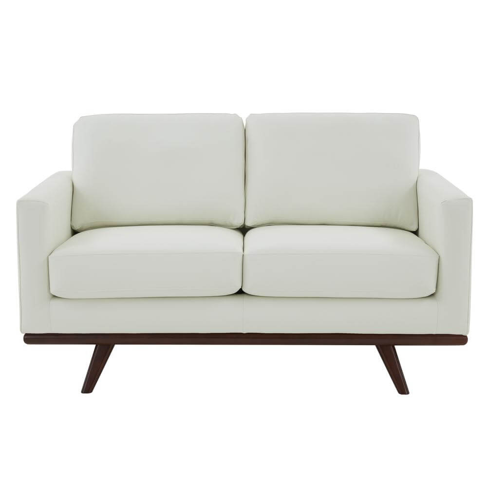 Chester MCM Faux Leather Loveseat Sofa 58" – Mid-Century Modern Compact Couch (5 Colors) in white