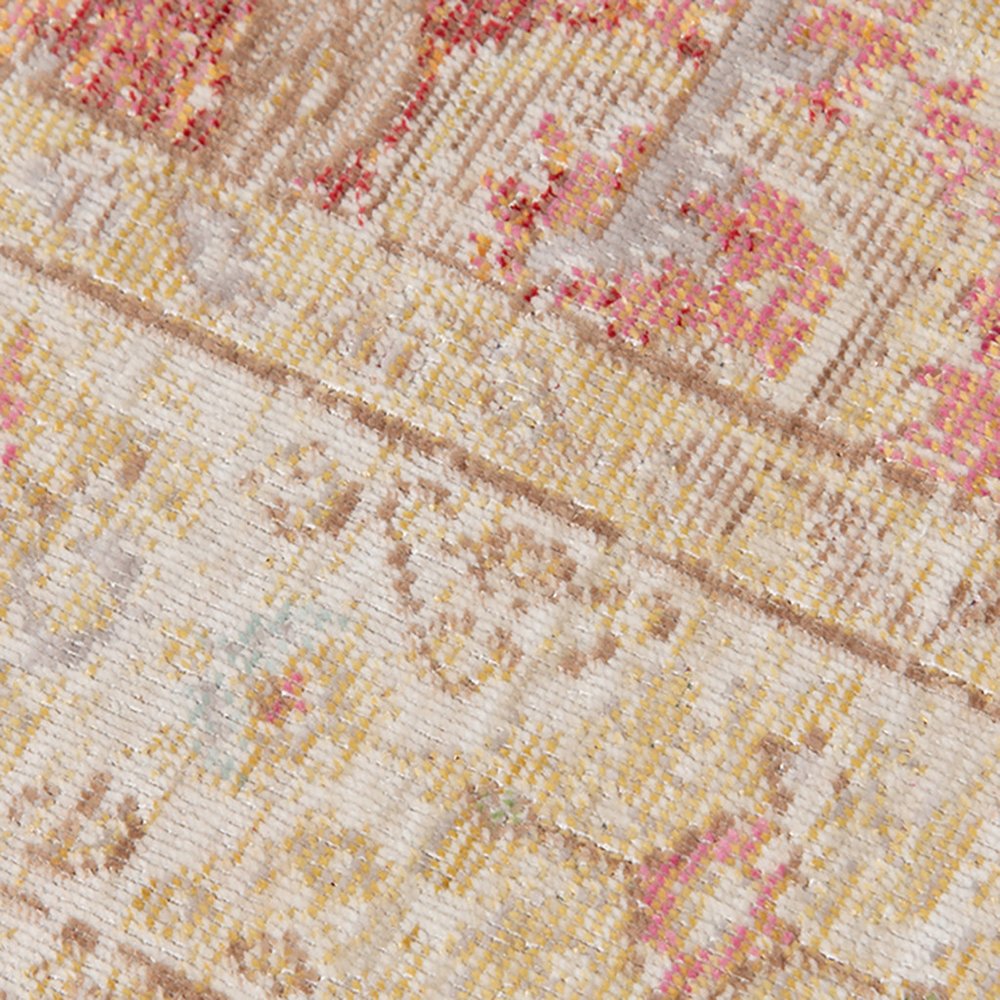 Salmon And Tan Floral Area Rug | 9' x 13'. Close-up view showing soft pattern and rich detail.