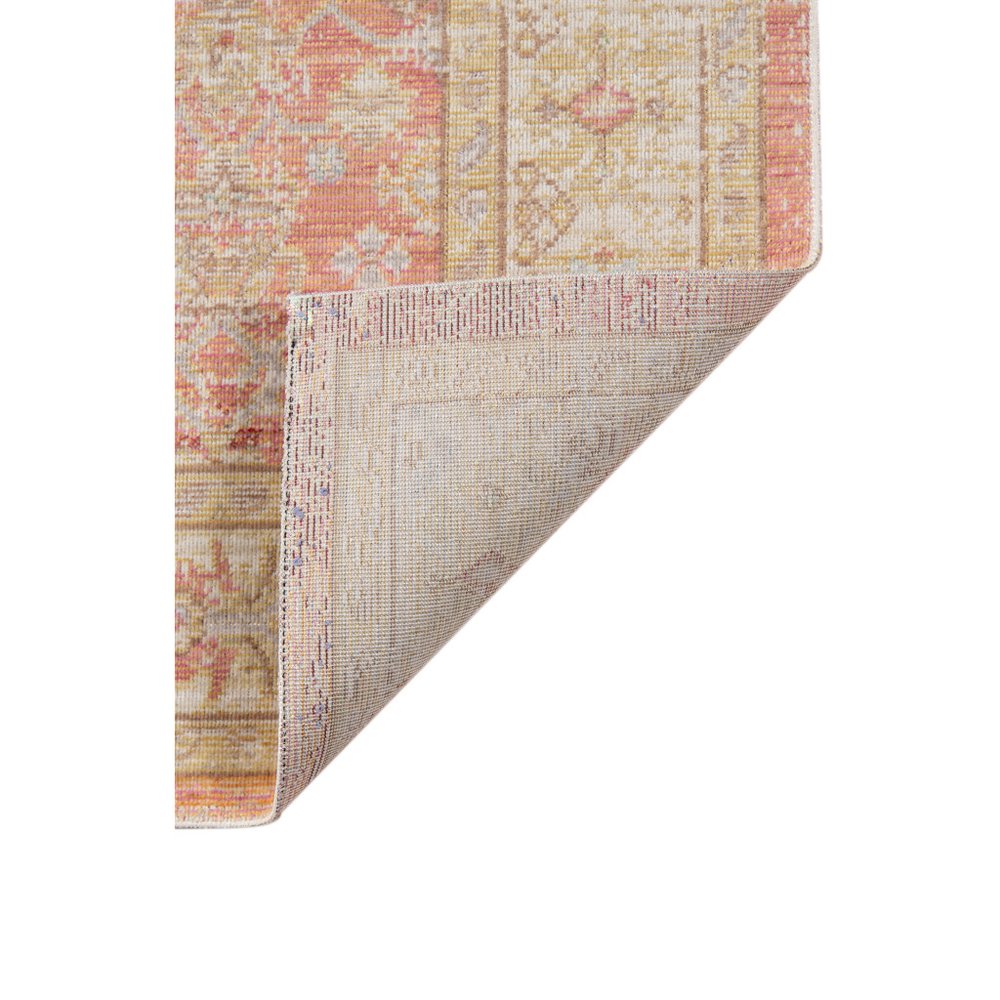 Salmon And Tan Floral Area Rug | 9' x 13' showing detailed floral pattern and backing.