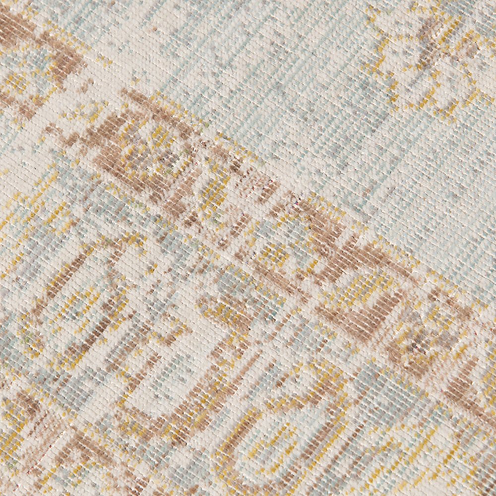 Tan And Gray Medallion Distressed Area Rug | 9' x 13'