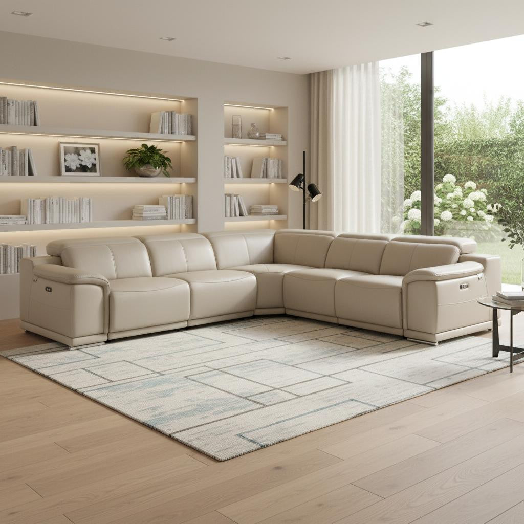 Italian Leather Power Reclining Corner Sectional Sofa