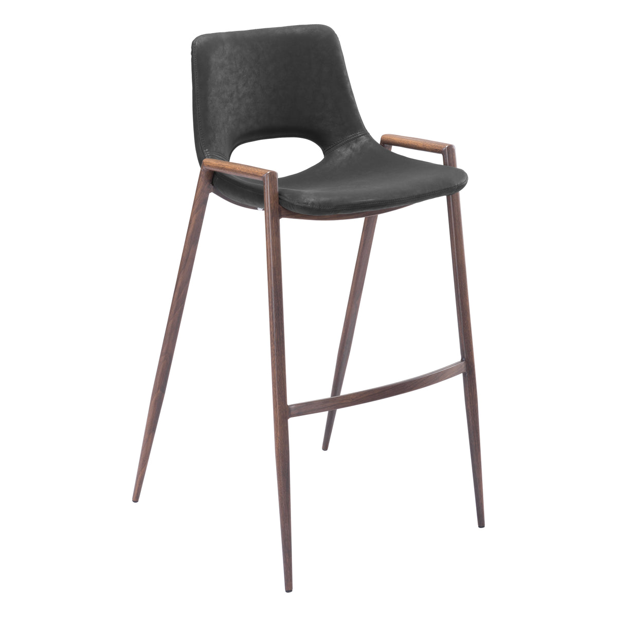 Desi Barstool (Set of 2) in Black & Walnut