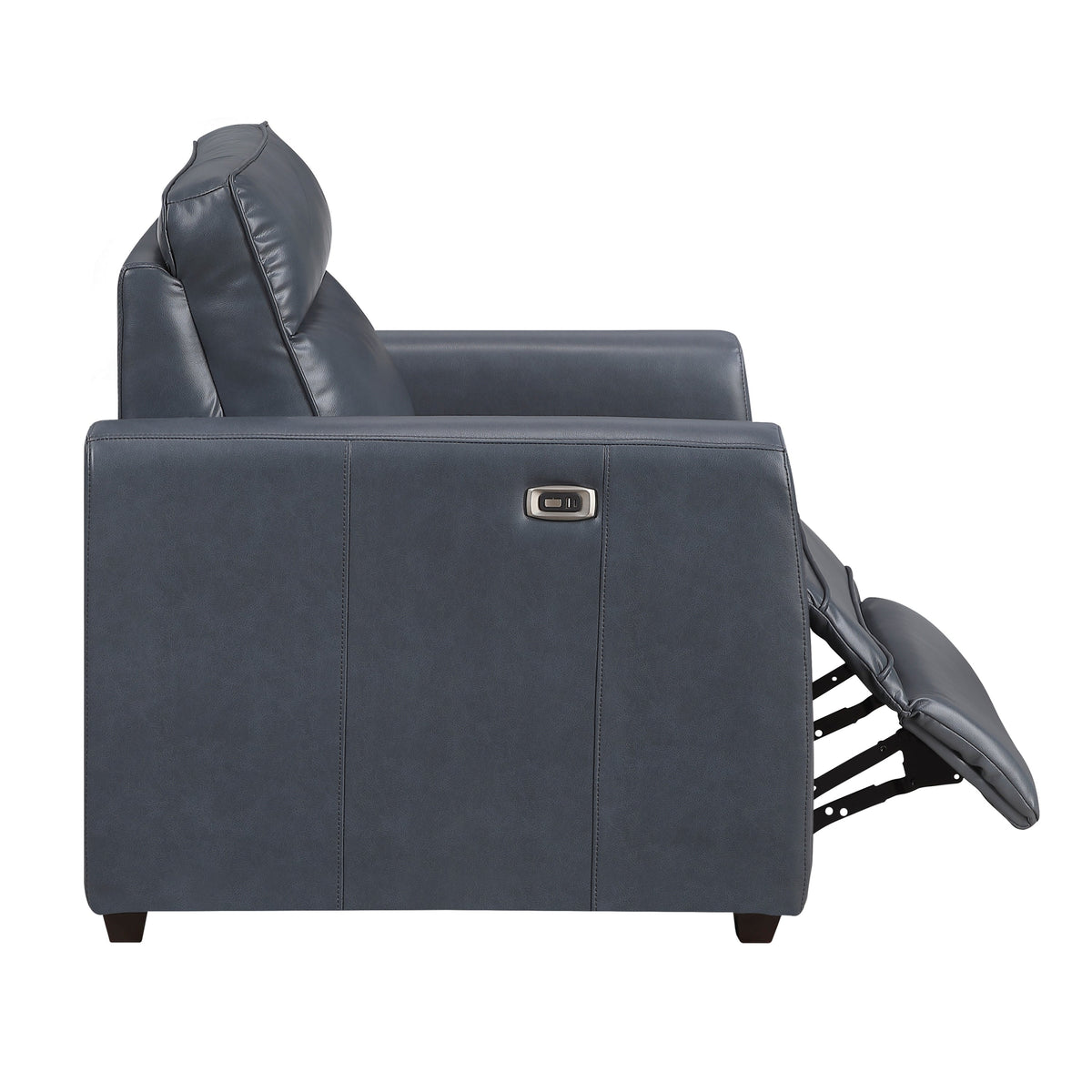 Ardley power reclining sofa, loveseat and chair set in navy faux leather