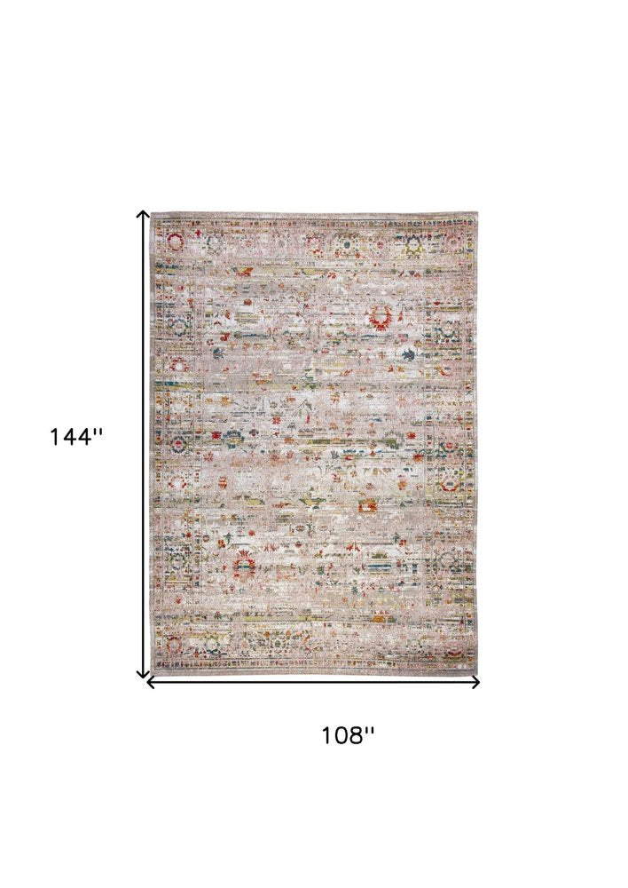 White Oriental Non Skid Area Rug | 9' x 13'