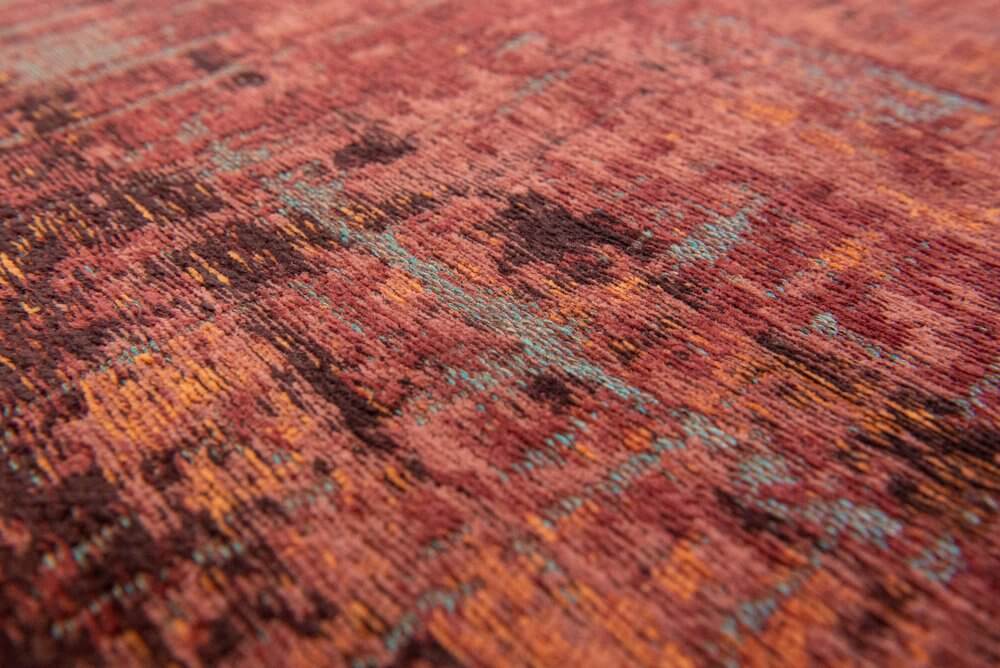 Red and Gray Abstract Non Skid Area Rug | 9' x 13' close-up showcasing its vibrant texture and colors.