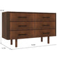 Logan Solid Wood 6-Drawer Dresser – 55” Walnut Bedroom Storage (Mid-Century Modern)