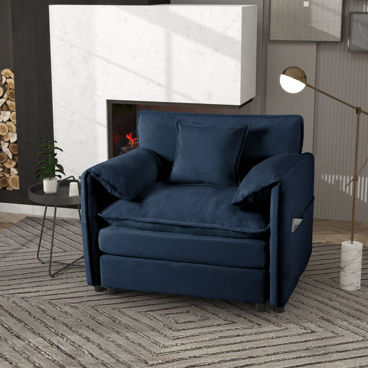 41.73" Modern Upholstered Armchair with Toss Pillow