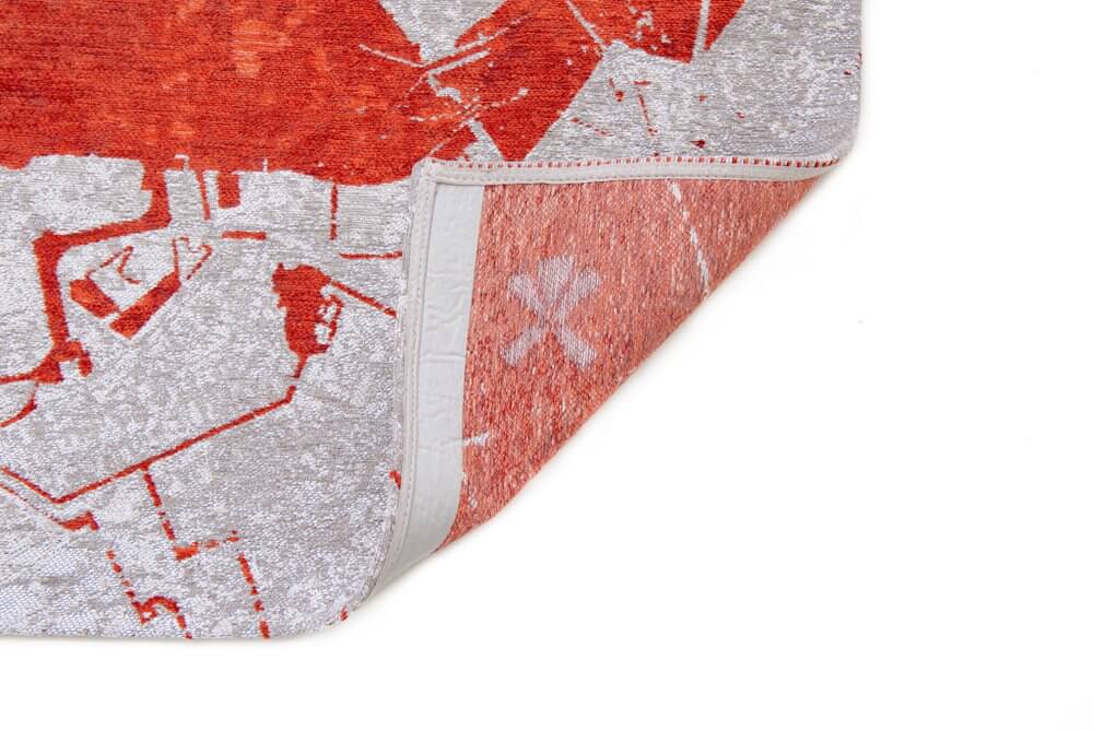 Red and White Abstract Non Skid Area Rug | 9' x 13' close-up detail showcasing texture and finish.