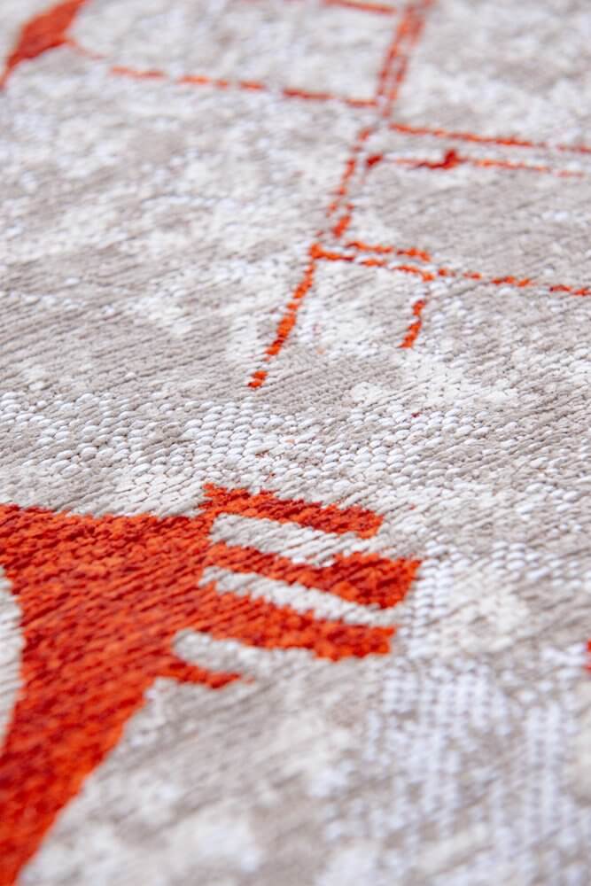 Red and White Abstract Non Skid Area Rug | 9' x 13' close-up detail showcasing the textured pattern.