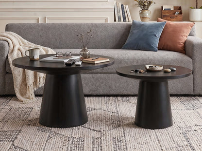 Jasper Ebony Solid Wood & MDF End Table – 29" Round End Table