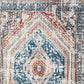 Teal Taupe and Rust Geometric Distressed Area Rug With Fringe Area Rug | 9' x 13'