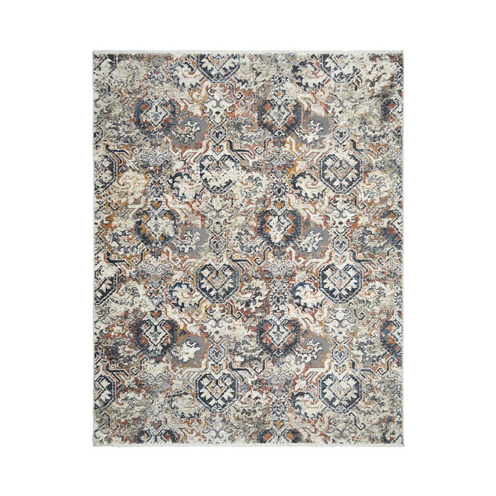 Rust Oriental Distressed Area Rug With Fringe Area Rug | 9' x 13' featuring classic pattern and rich texture.