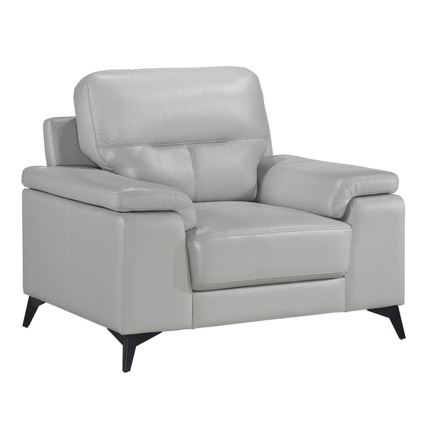 Alder Silver Gray Leather Armchair – 43.75