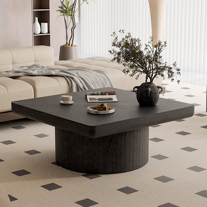 Ivor Black Solid Wood & MDF Coffee Table – 34.6" Square Coffee Table
