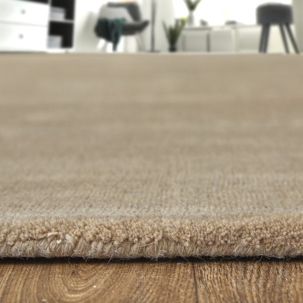 Tan Wool Hand Woven Area Rug | 9' x 13'