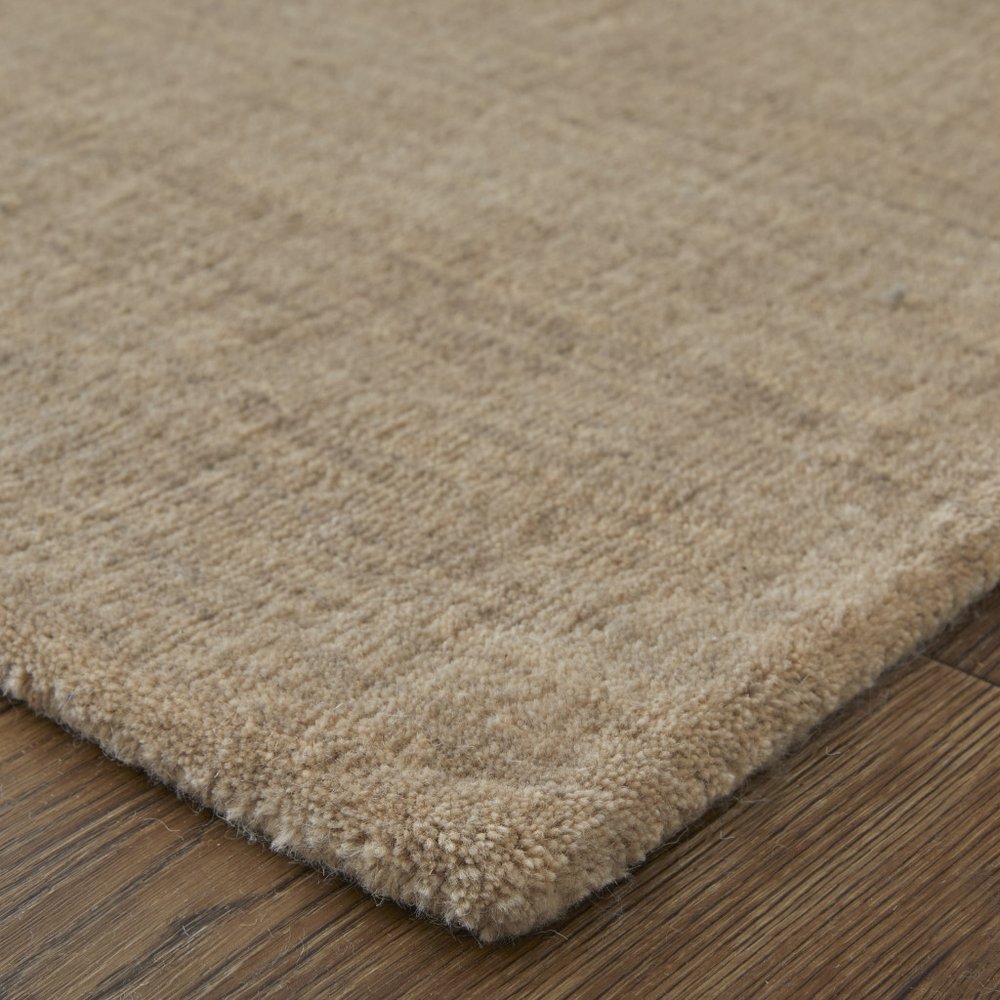Tan Wool Hand Woven Area Rug | 9' x 13'