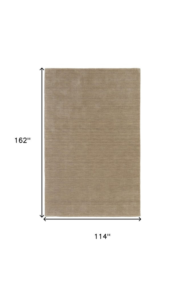 Tan Wool Hand Woven Area Rug | 9' x 13'
