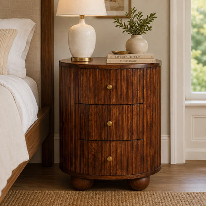 Joss Curved Fluted Mango Wood Nightstand