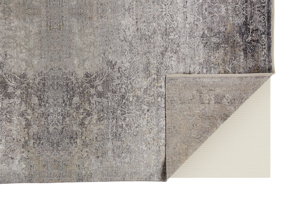 Tan and Gray Oriental Power Loom Worn Faded Area Rug | 9' x 13'