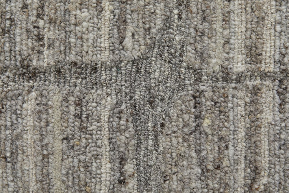 Taupe and Gray Abstract Hand Woven Worn Faded Area Rug | 9' x 13'