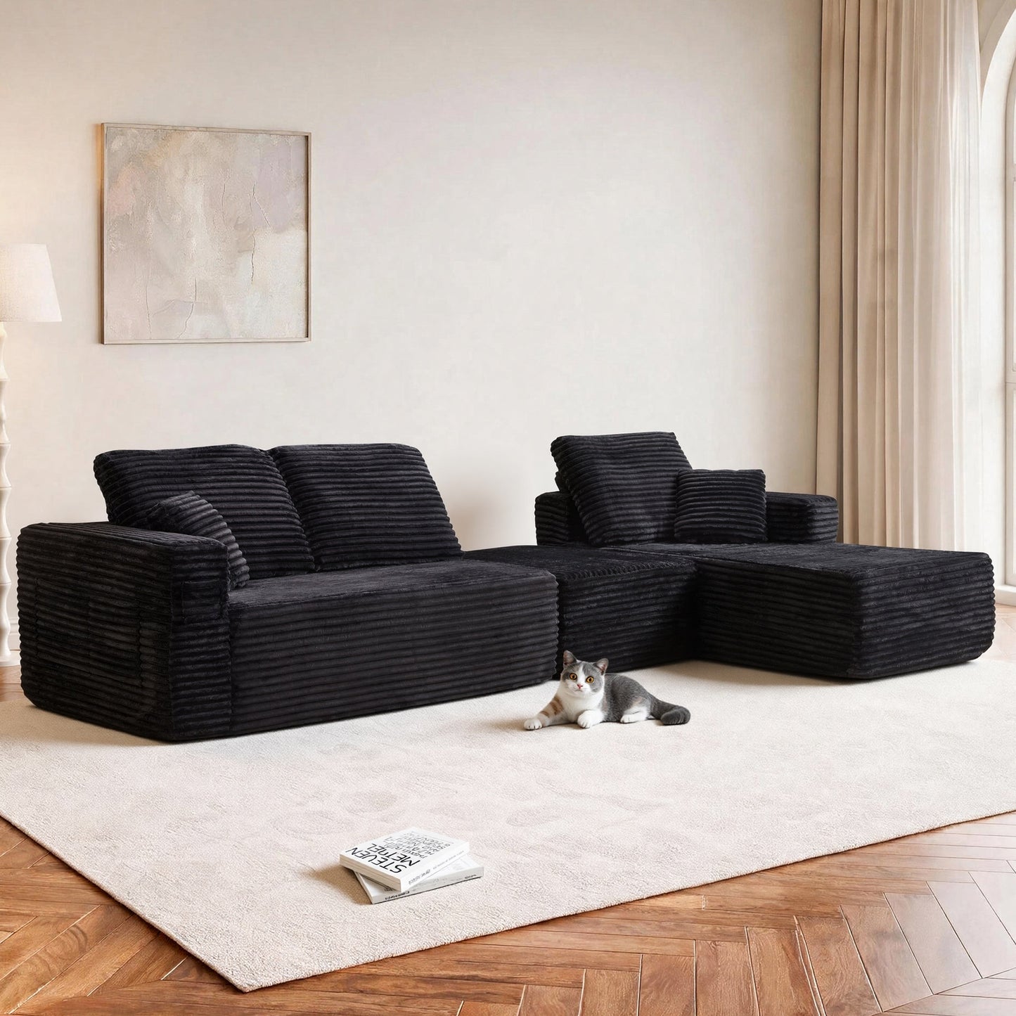 Bradwell Black Right-Side Chaise